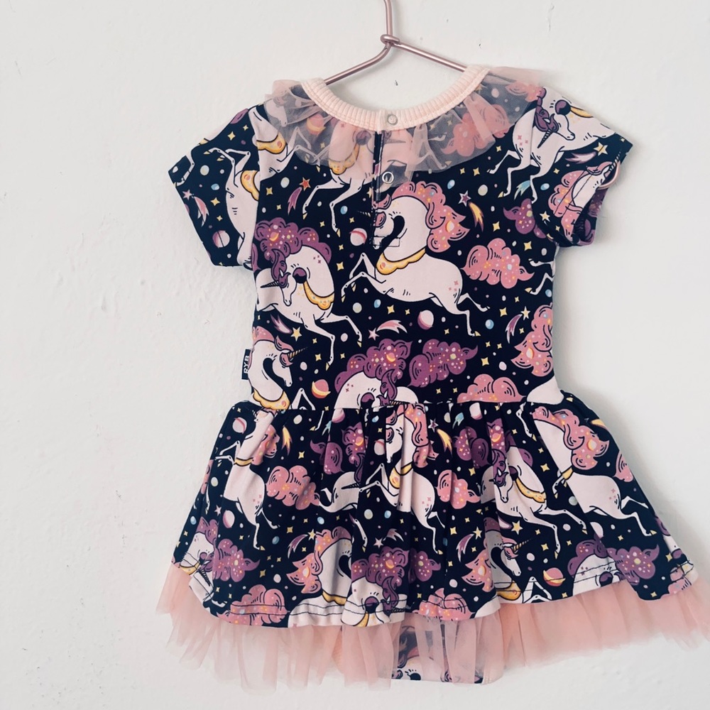 Black pink lace collar unicorn dress